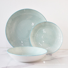 Hot selling dinnerware pad printing blue porcelain tableware